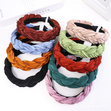 Bandeau fascia per capelli Korean Braid Silk Fabric Headband Solid Hairband for Woman Girl Fashion Hair Accessories Wholesale